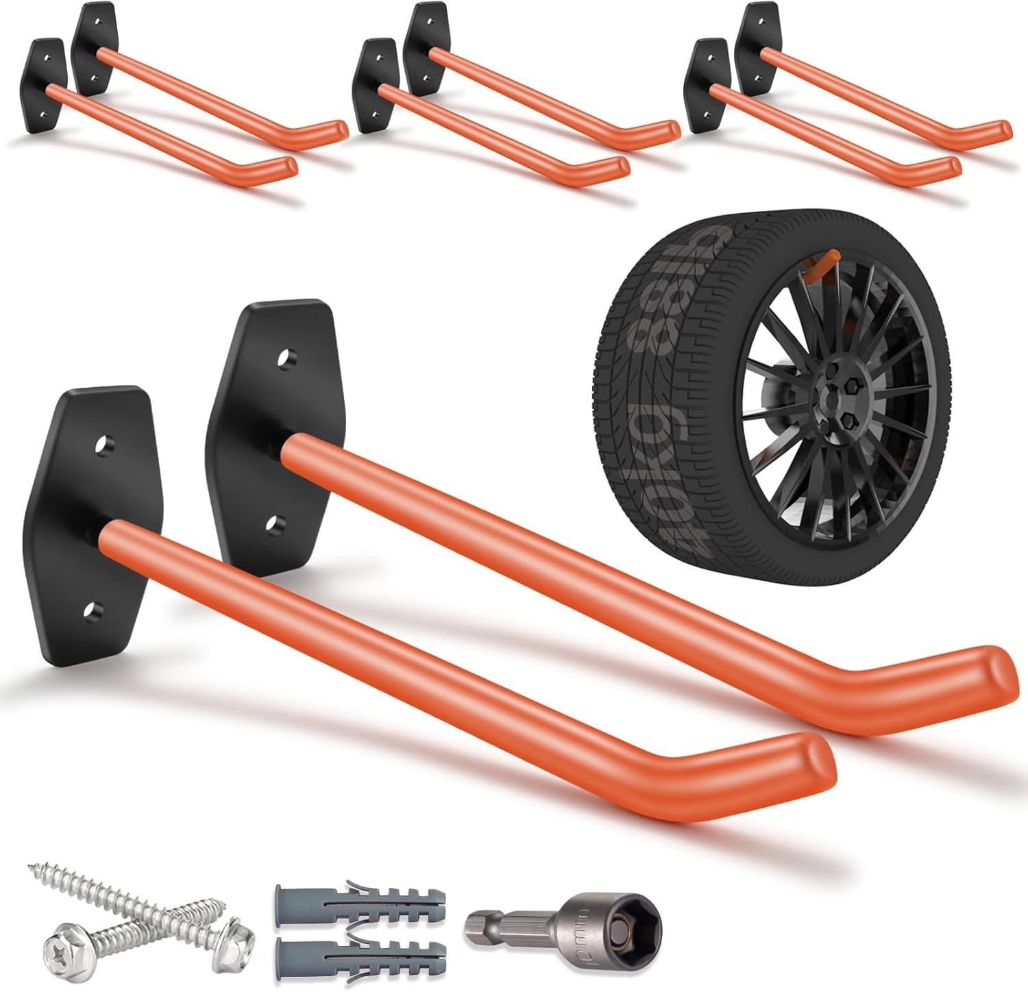 8 PCS Garage Hooks Heavy Duty 10" (250mm), 8 PACK（Orange）
