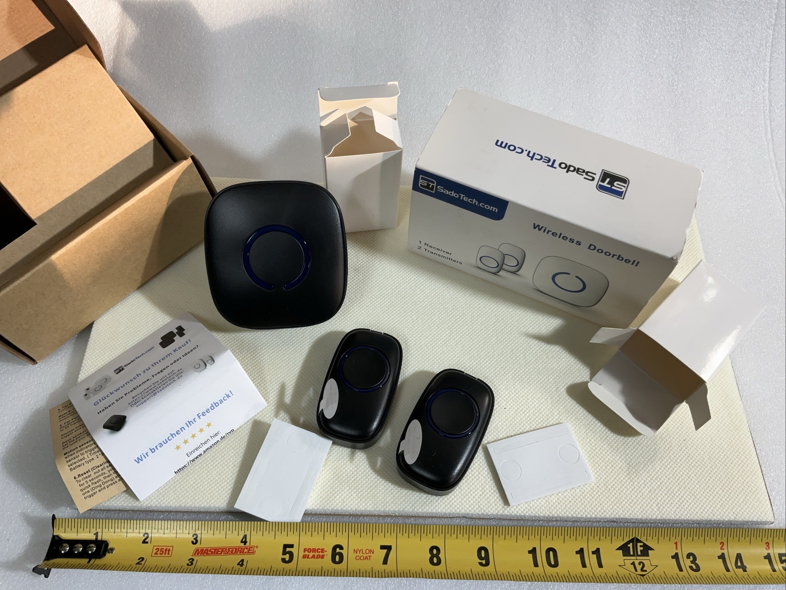 WIRELESS DOORBELL With 2 Push Button Transmitters 1 Receiver Black By SADOTECH