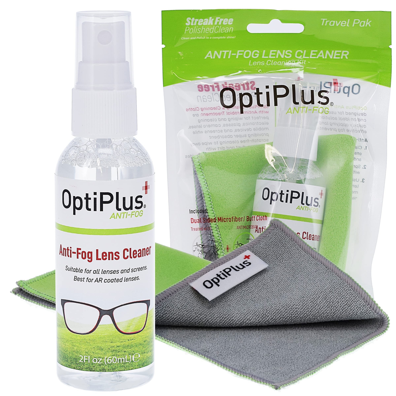 OptiPlus Anti-Fog Lens Cleaning Spray and Dual Microfiber Cloth | S... Fast Ship