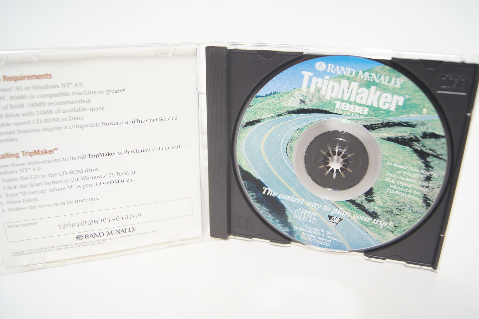 Rand McNally Tripmaker 1998 Edition Users Guide PC Computer Software Program