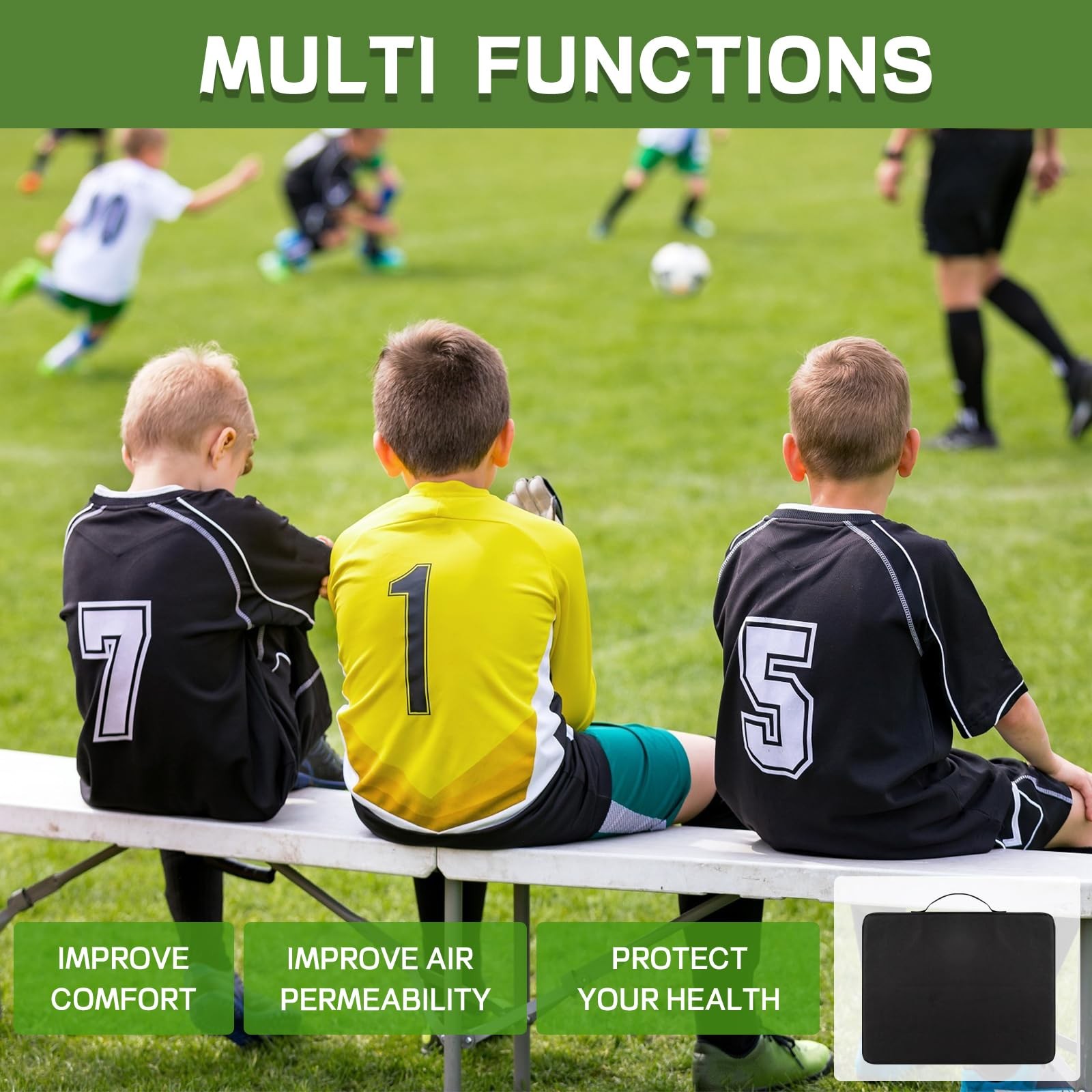 Multi-Functional Stadium Seat Cushions 2 Pack, Waterproof Oxford Filled with ...