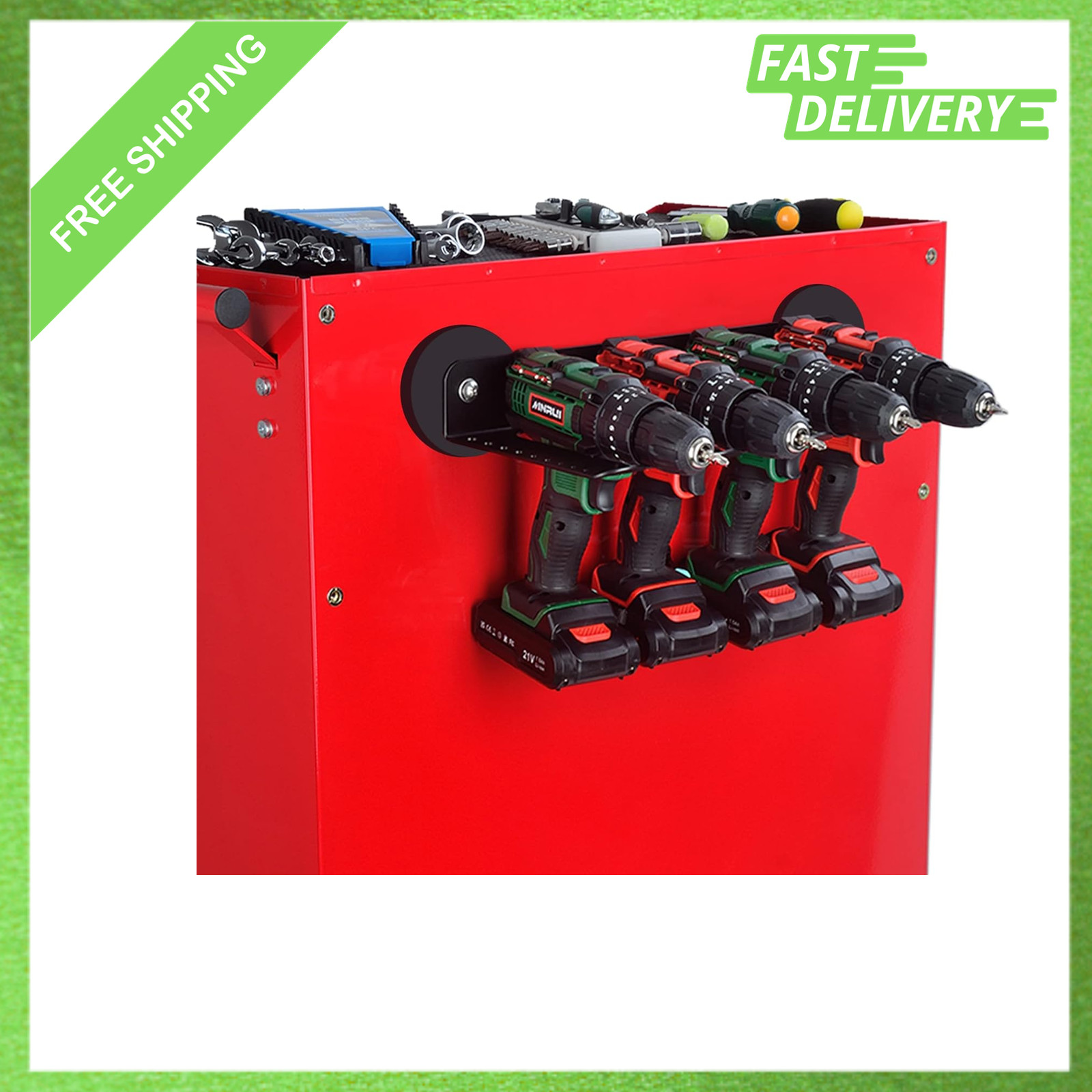 Magnetic Power Tool Organizer, Utility Storage Rack Shelf, Wall Mount Drill