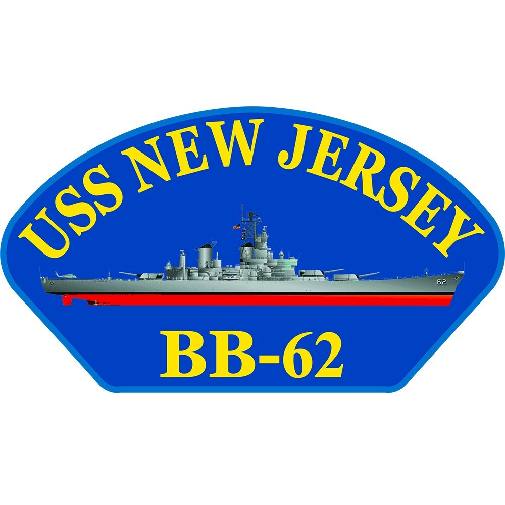 NAVY USS NEW JERSEY Embroidered Hat Patch 4"X2-1/4" (0226)