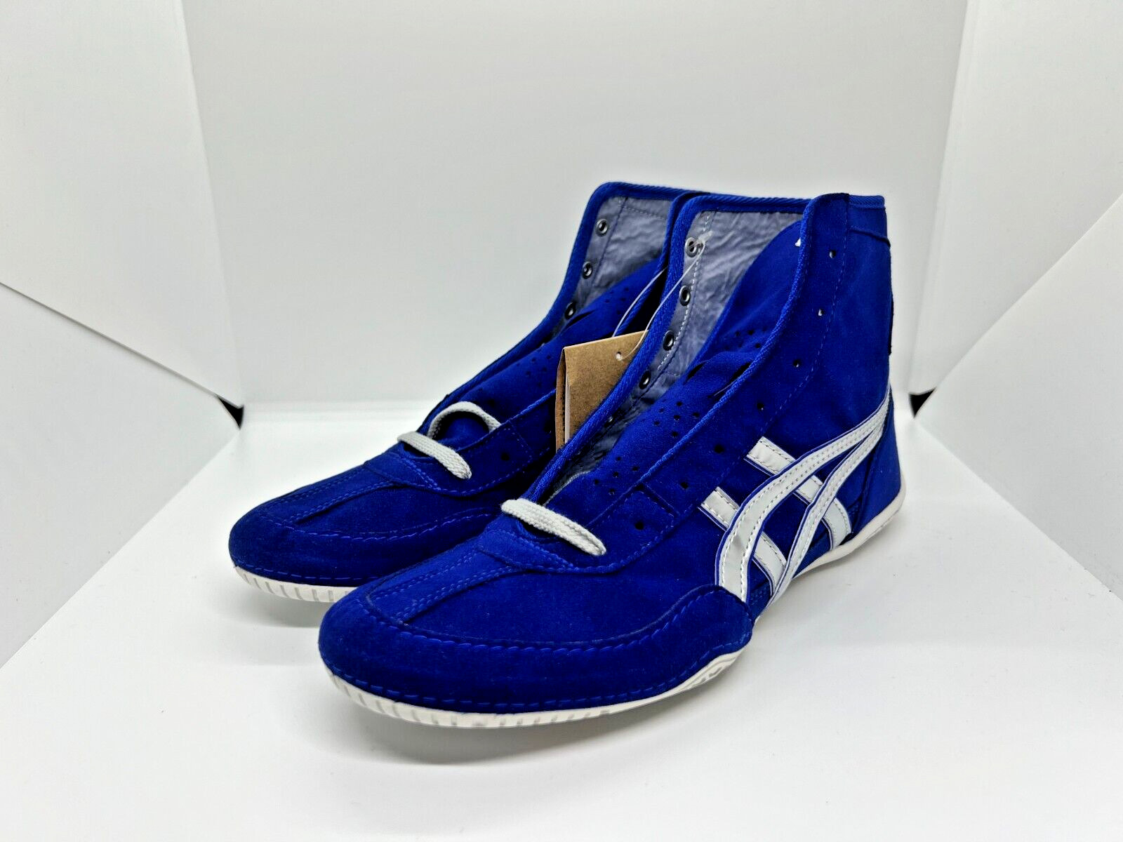 asics Wrestling Shoes Blue Silver Line Blue Gray laces NEW EX-EO TWR900 Next