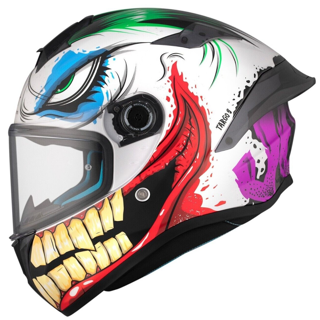 MT TARGO S JOKE FULL FACE ECE22.06 MOTORCYCLE HELMET GLOSS WHITE JOKER