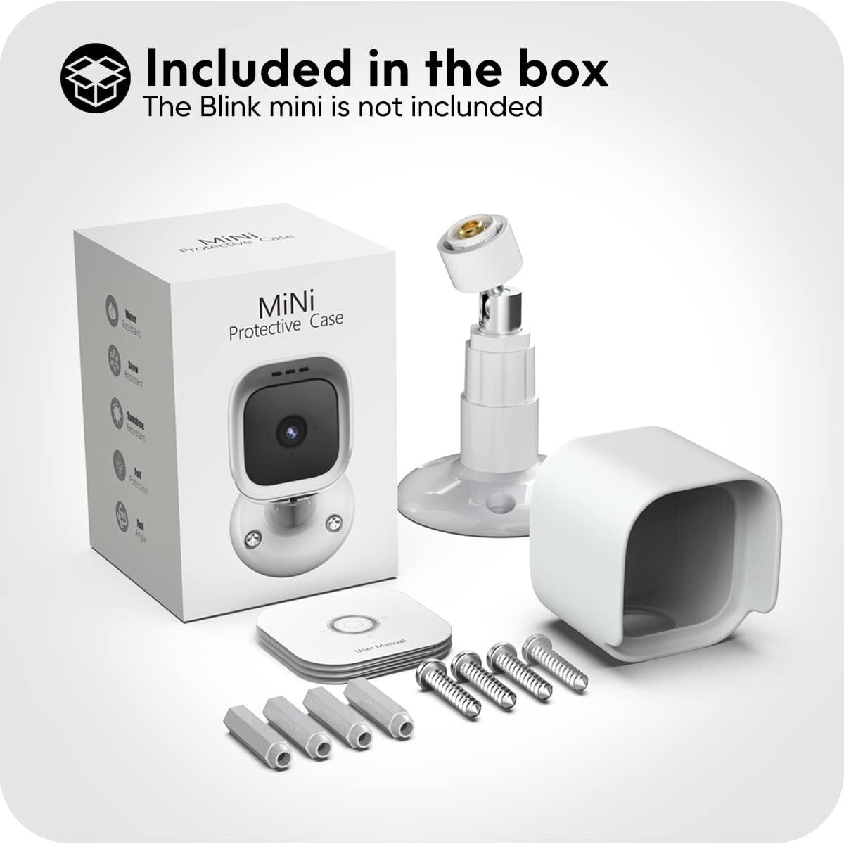 Blink Mini Wall Mount Bracket with Protective Case，Weather Proof 360 Degree P...