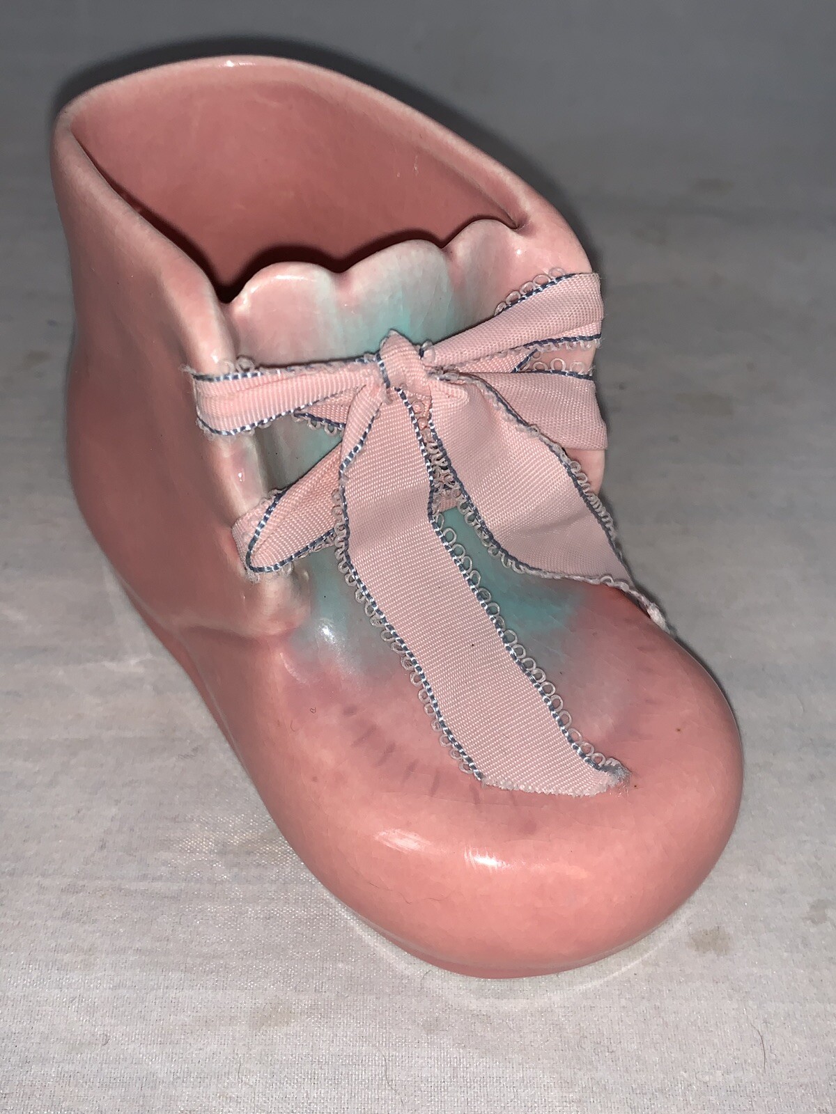 Vintage Monterey Art Pottery Pink Baby Shoe Planter Vase
