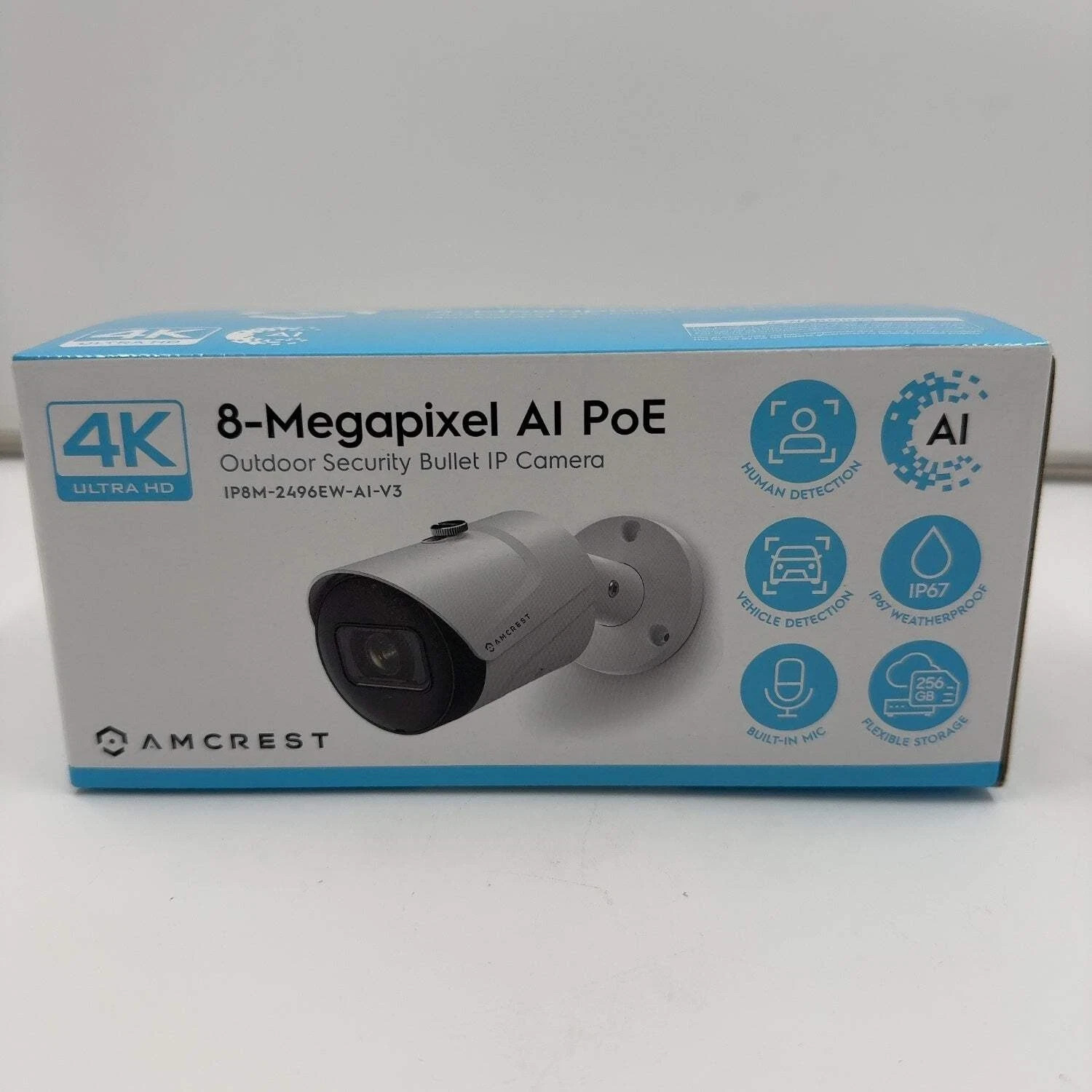 Amcrest 4K (8MP) IP POE Camera UltraHD Outdoor Bullet IP8M-2496EW-AI-V3 Warranty