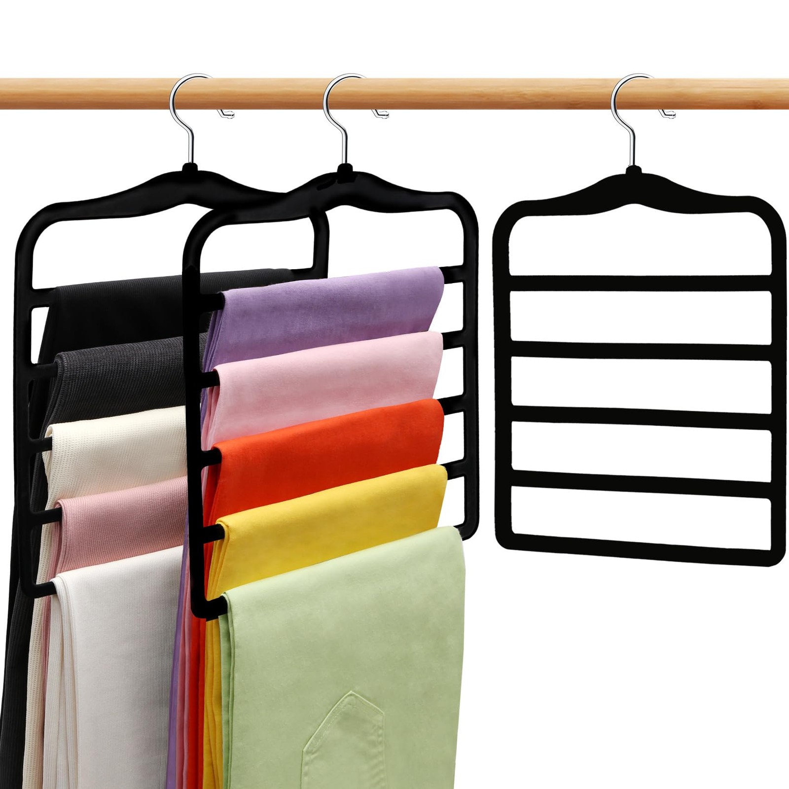 3 Pack Velvet Pant Clothes Hangers Non Slip Shorts Hanger for Jeans Scarf Ties