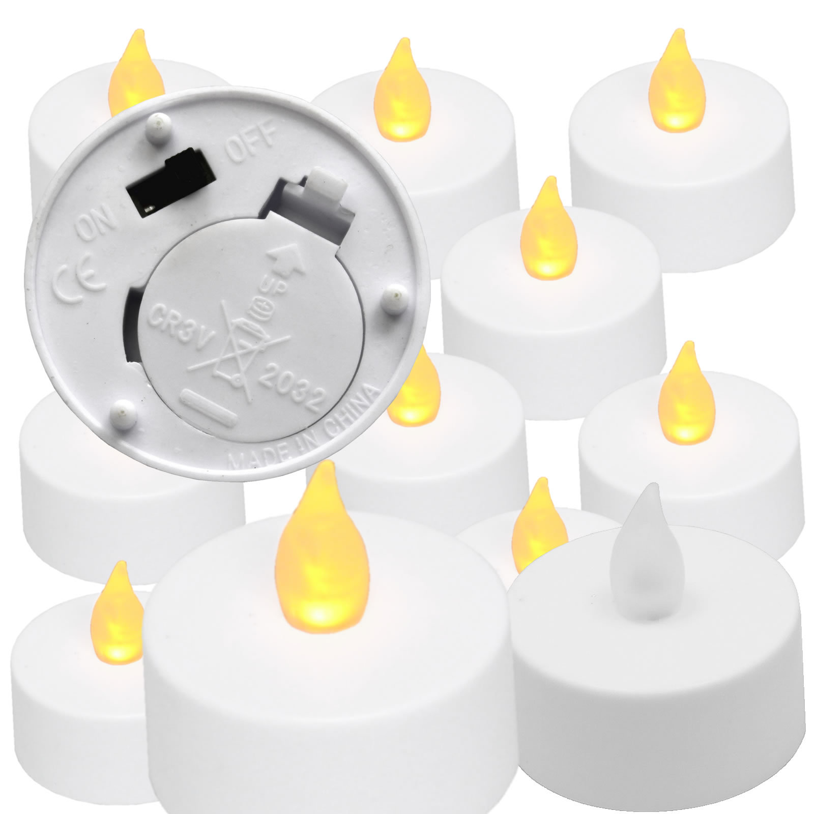 10 X Flicking AMBER Mood Color Flameless Led Lights Candle Tea Light Candles