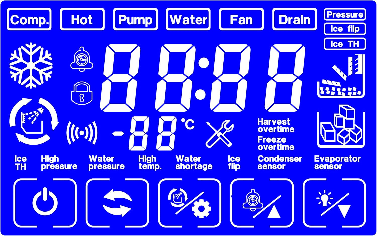 LCD Touch Screen Ice Maker Replacement for Vevor, Cotlin, Coolski Models