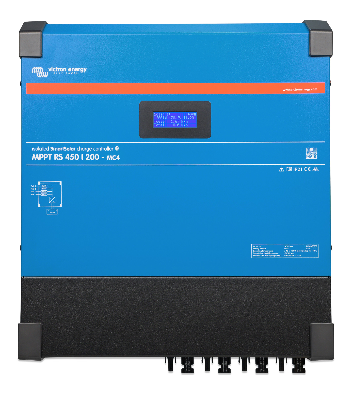 Victron SCC145110512 SmartSolar MPPT RS 450/100-MC4 Solar Charge Controller