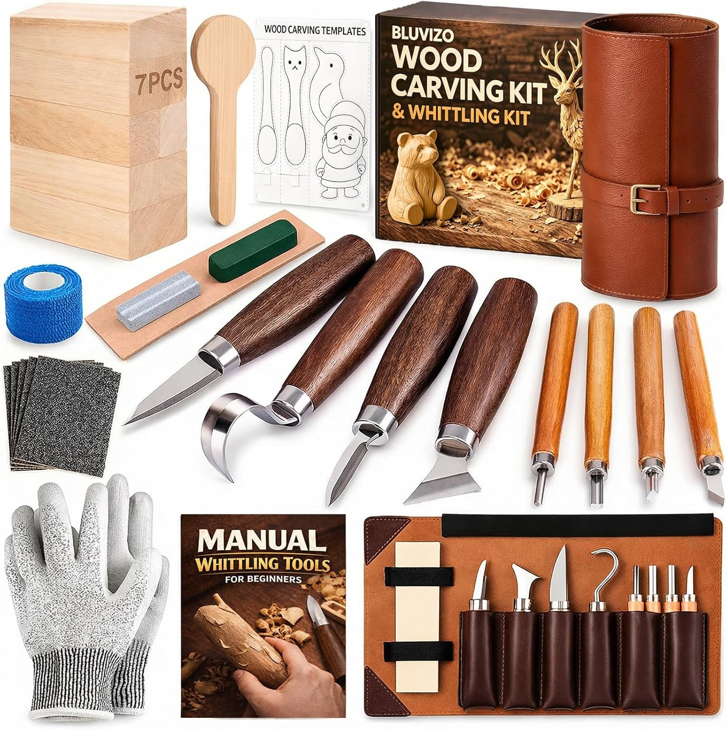 Wood Carving Kit Whittling Kit: Deluxe Wood Carving Tools Knife Set