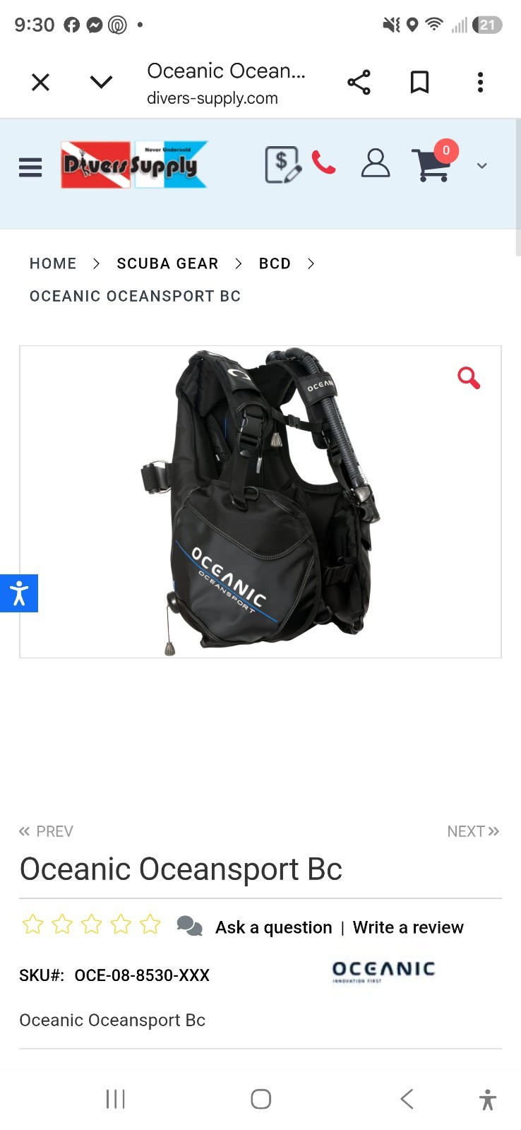 Oceanic Oceansport BC XS - BCD Jacket (08.8530.55)