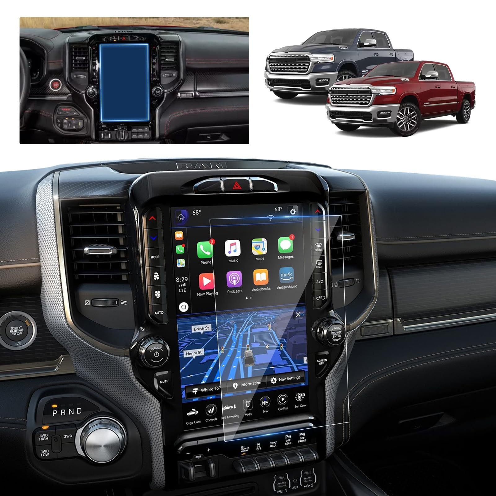 BSTW Ram 12 Inch Screen Protector for 2019-2026 Dodge 1500 12-In HD