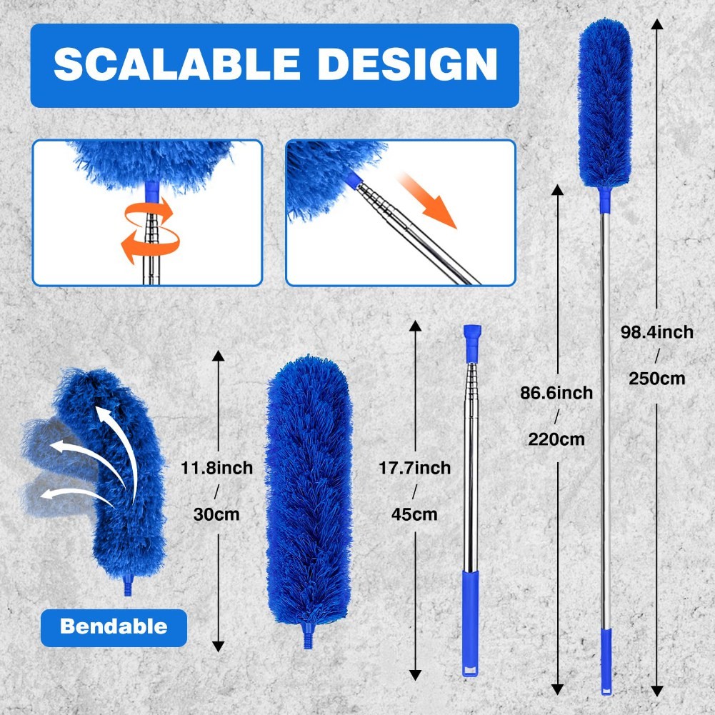 Cobweb Duster with Extension Pole, Web Brush and Washable Ceiling Duster6034