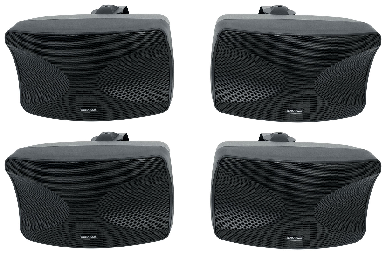 (4) Rockville WET-44 PRO Dual 4" 4-Way Swivel 70V Commercial Speakers in Black