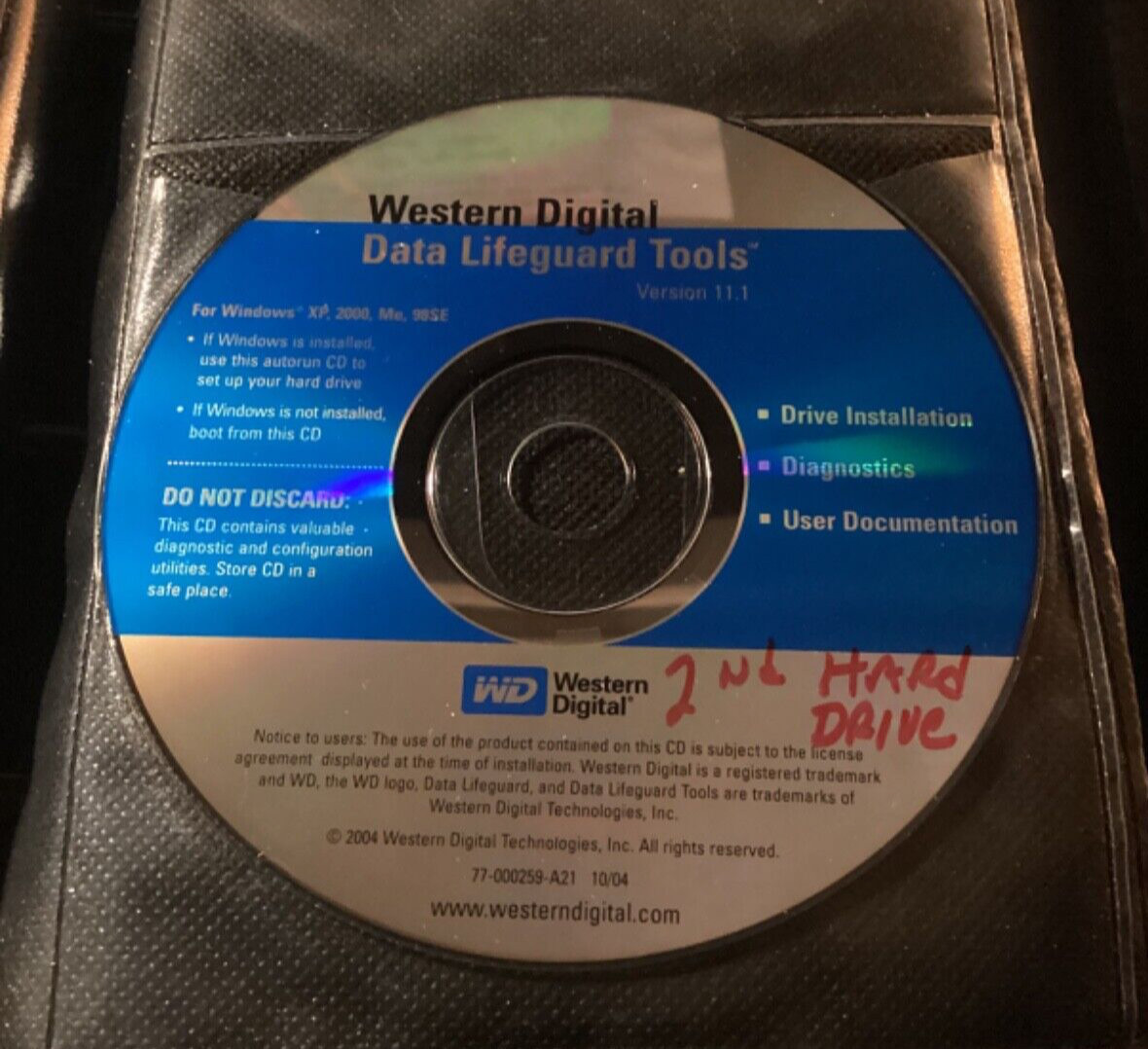 2004 Western Digital Data LifeGuard Tools Version 11.1 CD