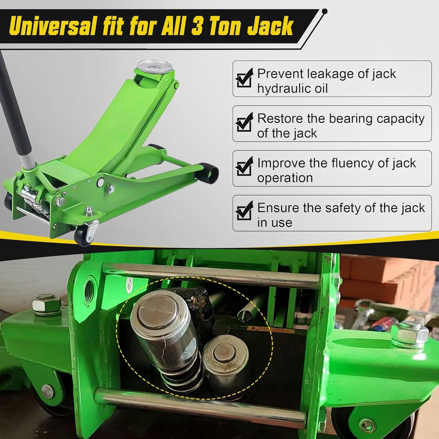 Floor Jack Replacement Part,Low Side Bigger & Smaller Pump Piston Plunger + 1...