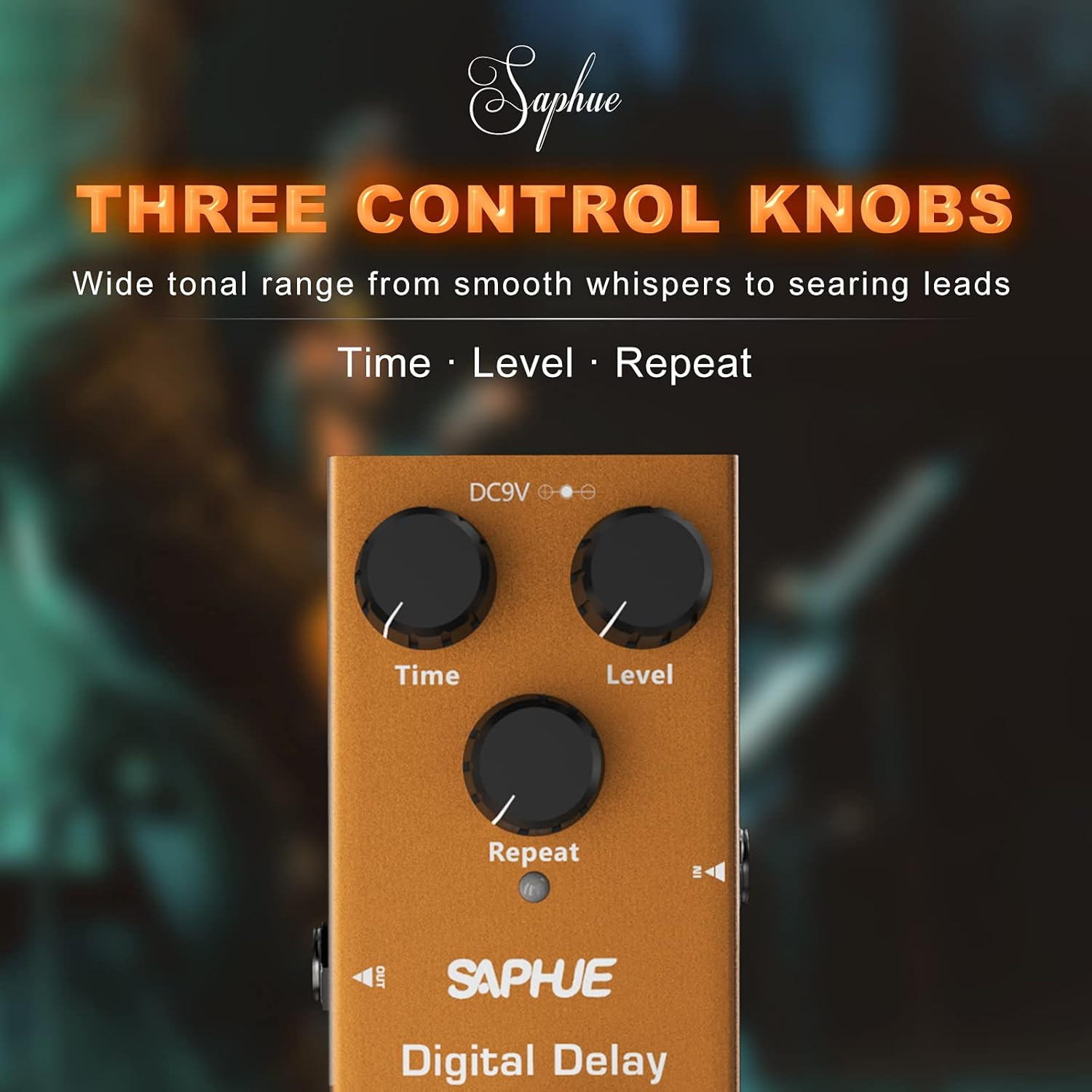 Digital Delay Guitar Effects Pedal Effect Pedals Time/Level/Repeat Knob with Ste