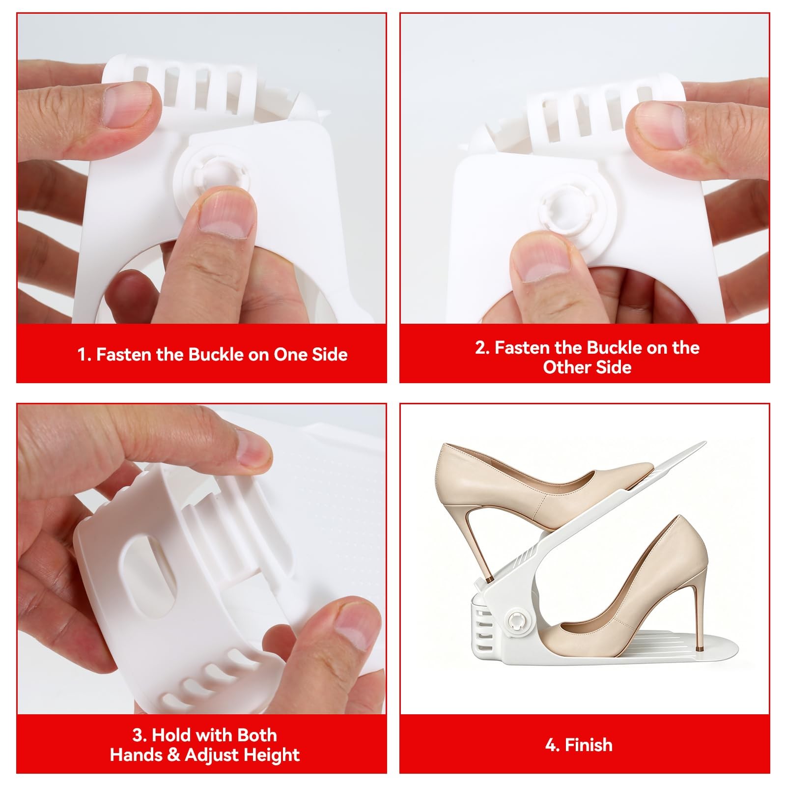 20 Pcs White Shoe Slots Organizer Space Saving Stackers