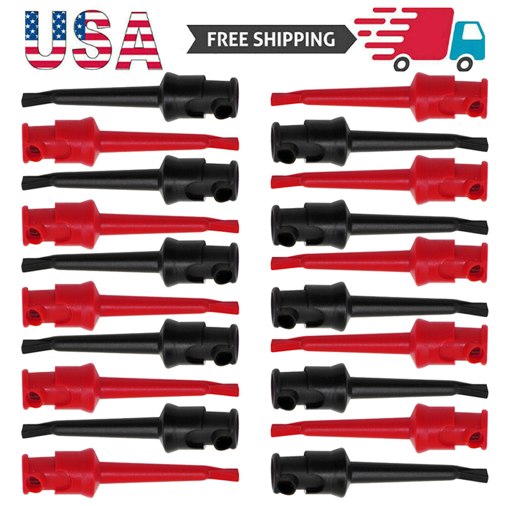 10/20/30PCS Mini Grabber Test Hook Clips Insulated for Electrical Testing