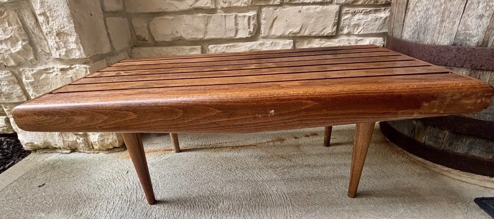 Slatted Bench Mid Century Modern Yugoslavia Vintage Coffee Table/Bench
