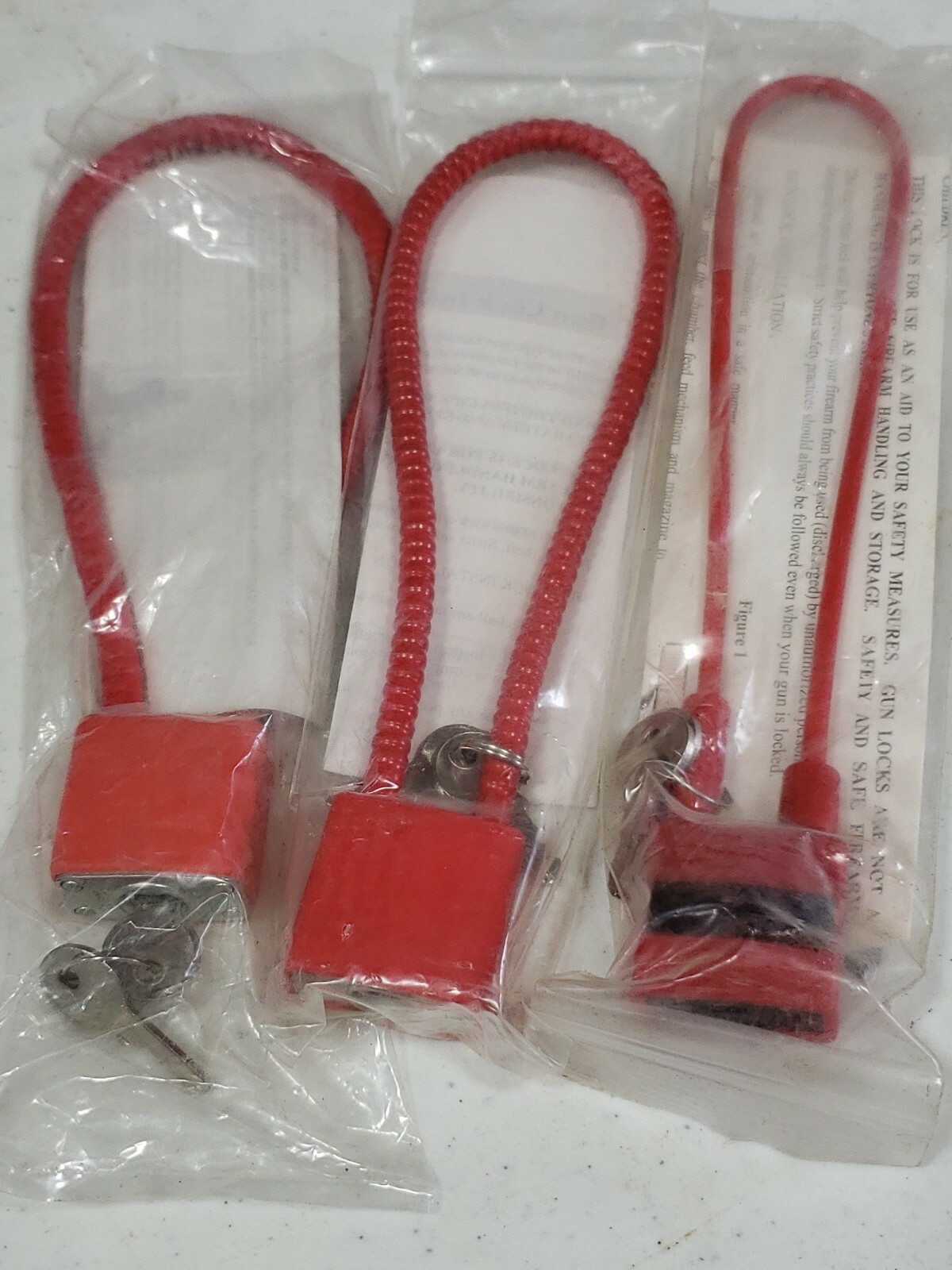 *NEW!* Lot of 3 Red Cable Gun Lock Pistol Shotgun Rifle Child Safety