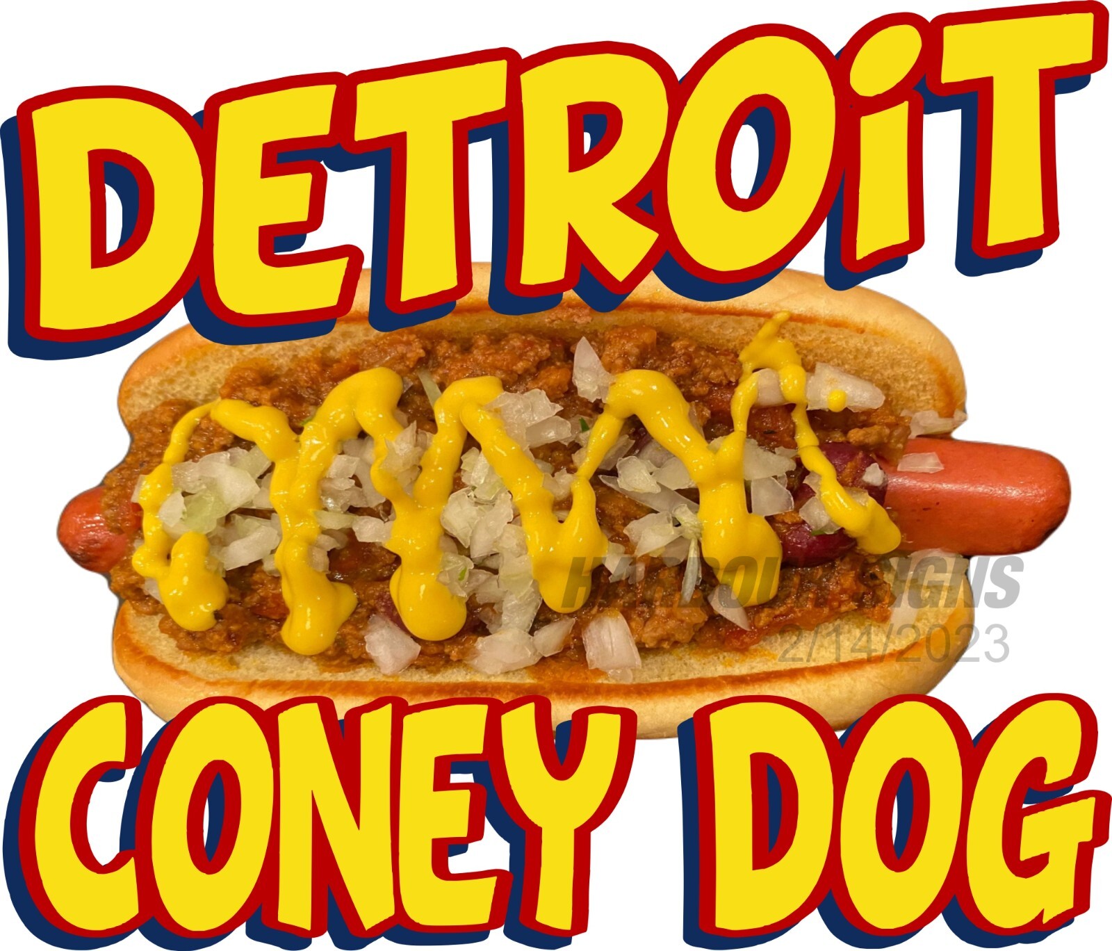 Detroit Coney Dog DECAL (Choose Size) Food Truck Sign Concession Decal HD