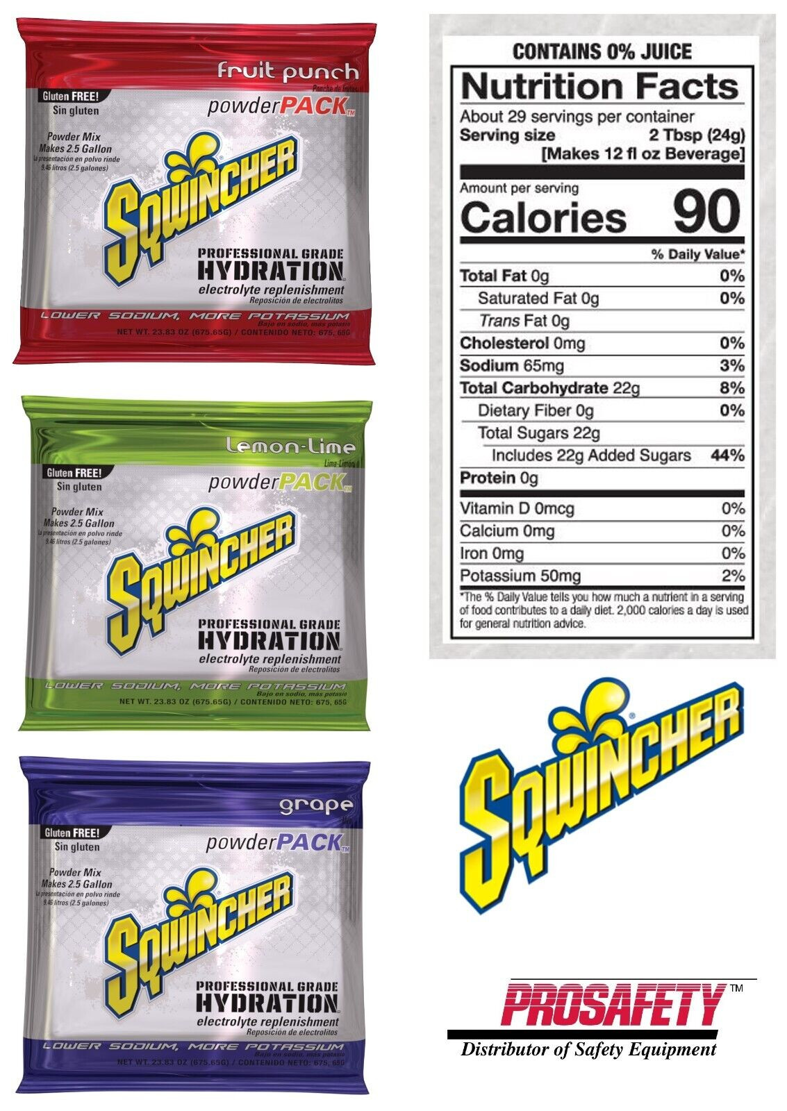 Sqwincher Electrolyte Powder Beverage Sport Drink Mix VARIETY 3-  2.5 Gallon PKG