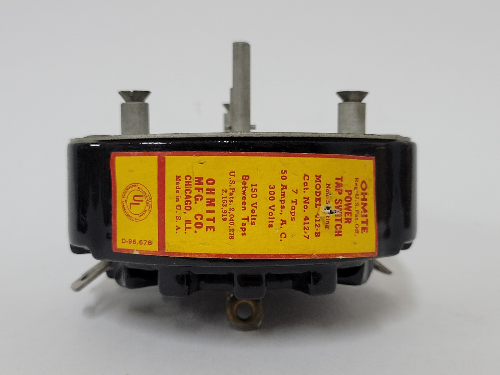 Ohmite 412-7  Power Tap Switch 50 Amps 300 Volts AC - 7 positions