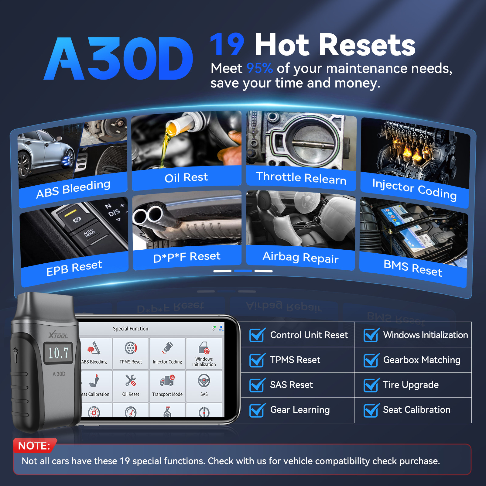 🔥XTOOL A30D V2.0 Diagnostic Tool OBD2 Scanner All System 19+Resets Code Reader