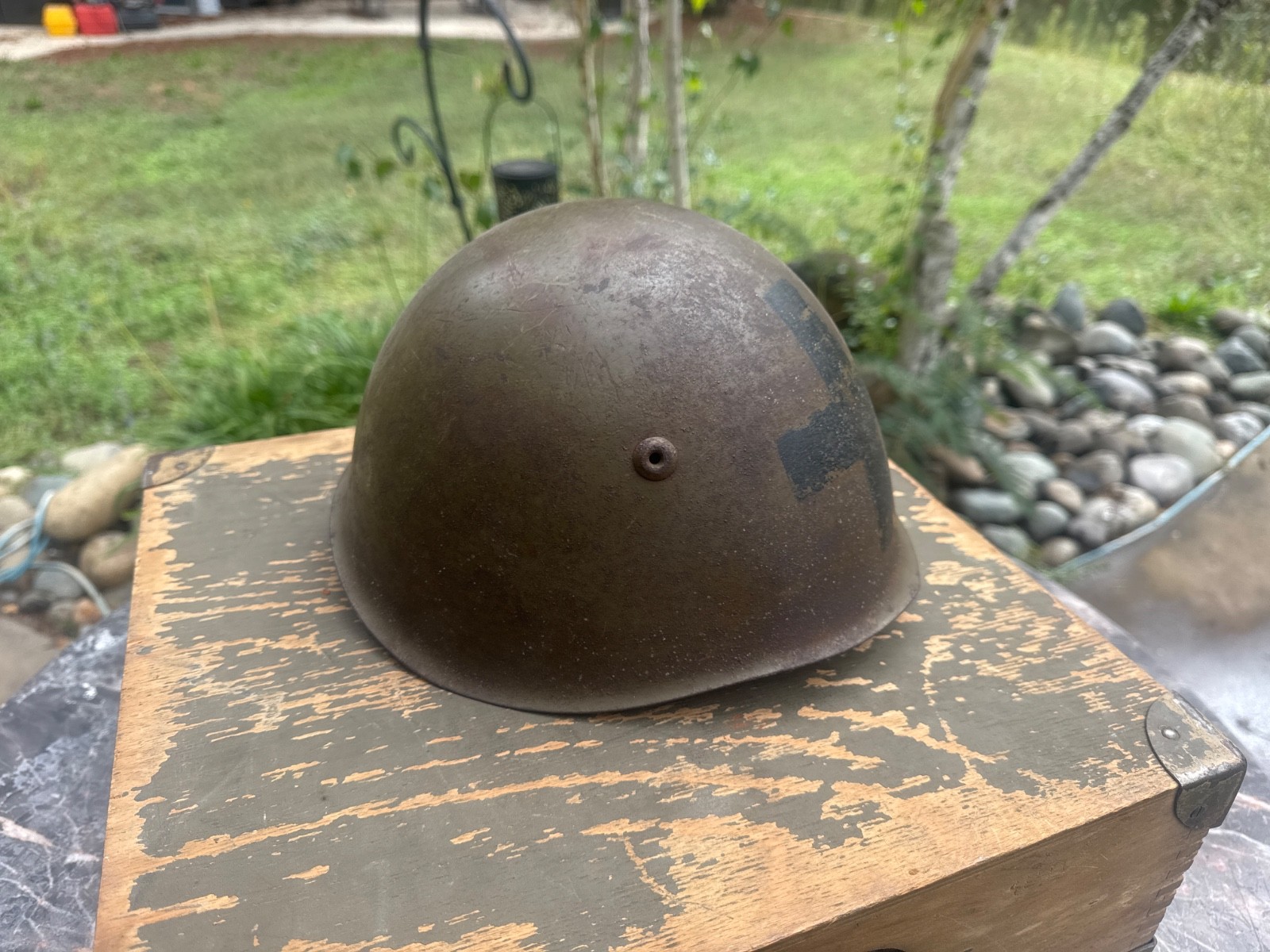 Original WWII Italian m33 Helmet Complete w/ Liner & Chinstrap