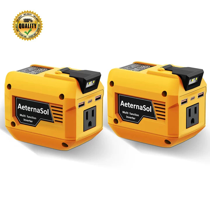 2 Pack 20V Battery For 250W Power Inverter 110V AC 3 USB Outlet Portable outdoor