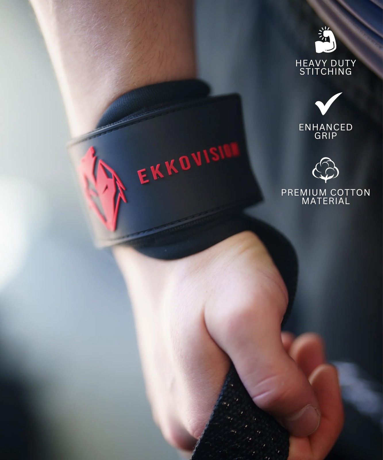 Ekkovision Weight Lifting Straps With Cuffed D Ring, Wrist Support, Heavy Dut