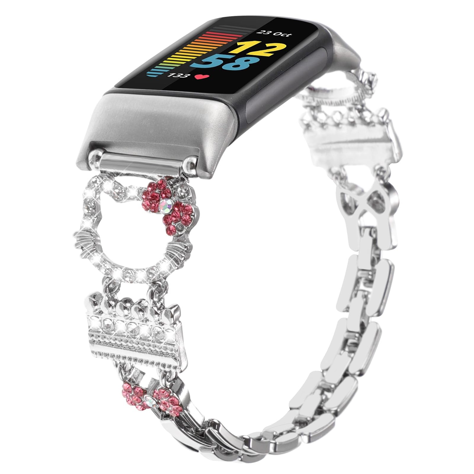 Metal Band Compatible with Fitbit Charge 6/ Fitbit Charge 5 Bands for Women, ...