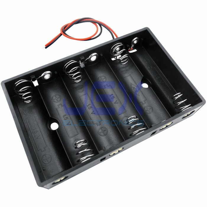 Six/6X AA DIY Flat Battery Holder Case Box Base 9V Volt PCB Mount Bare Wire Ends