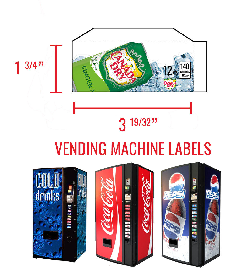 (10) Vendo 540 (V540) 12 oz "CAN" Vend Labels - Flavor Strips - VARIETY PACK
