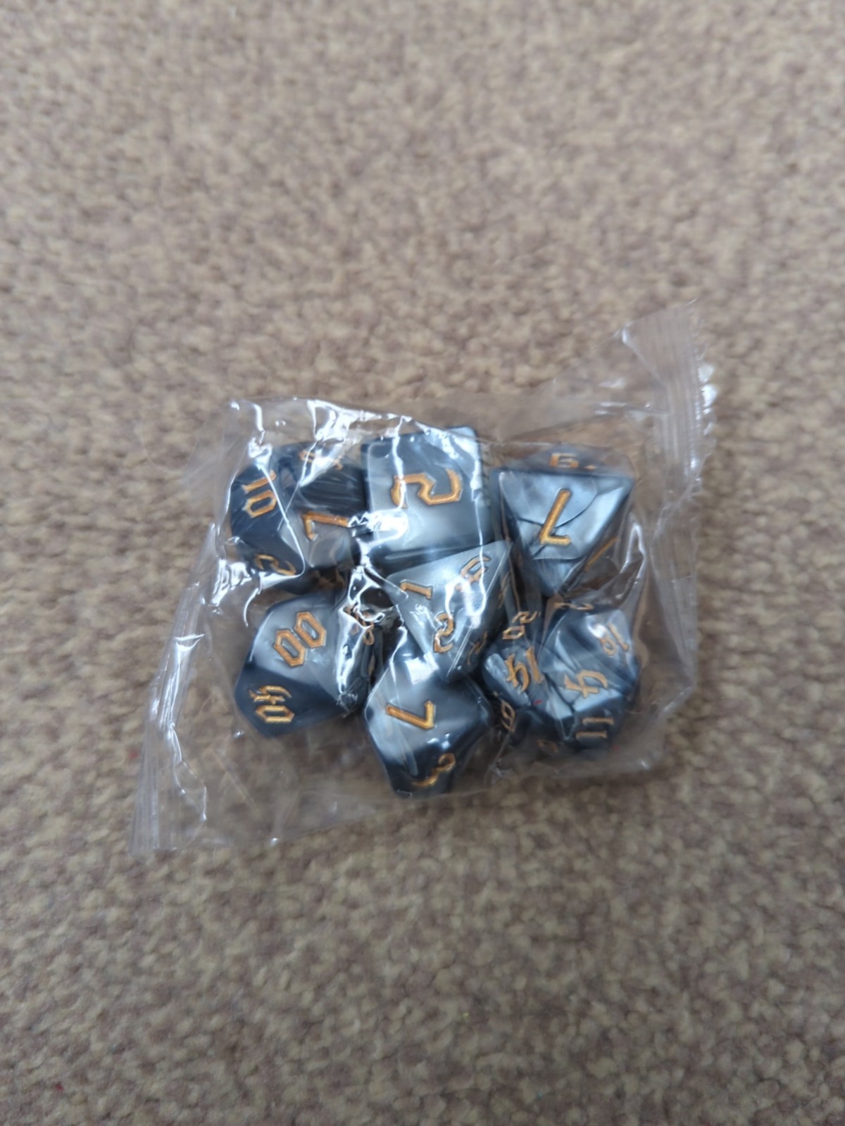 Slate Grey And Gold Dice Set