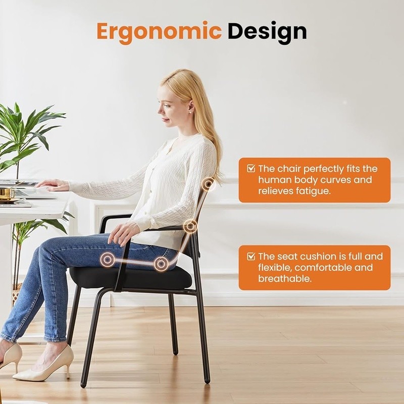 Ergonomic Stackable Office Chair W/ Breathable Mesh Backrest Comfort Support New