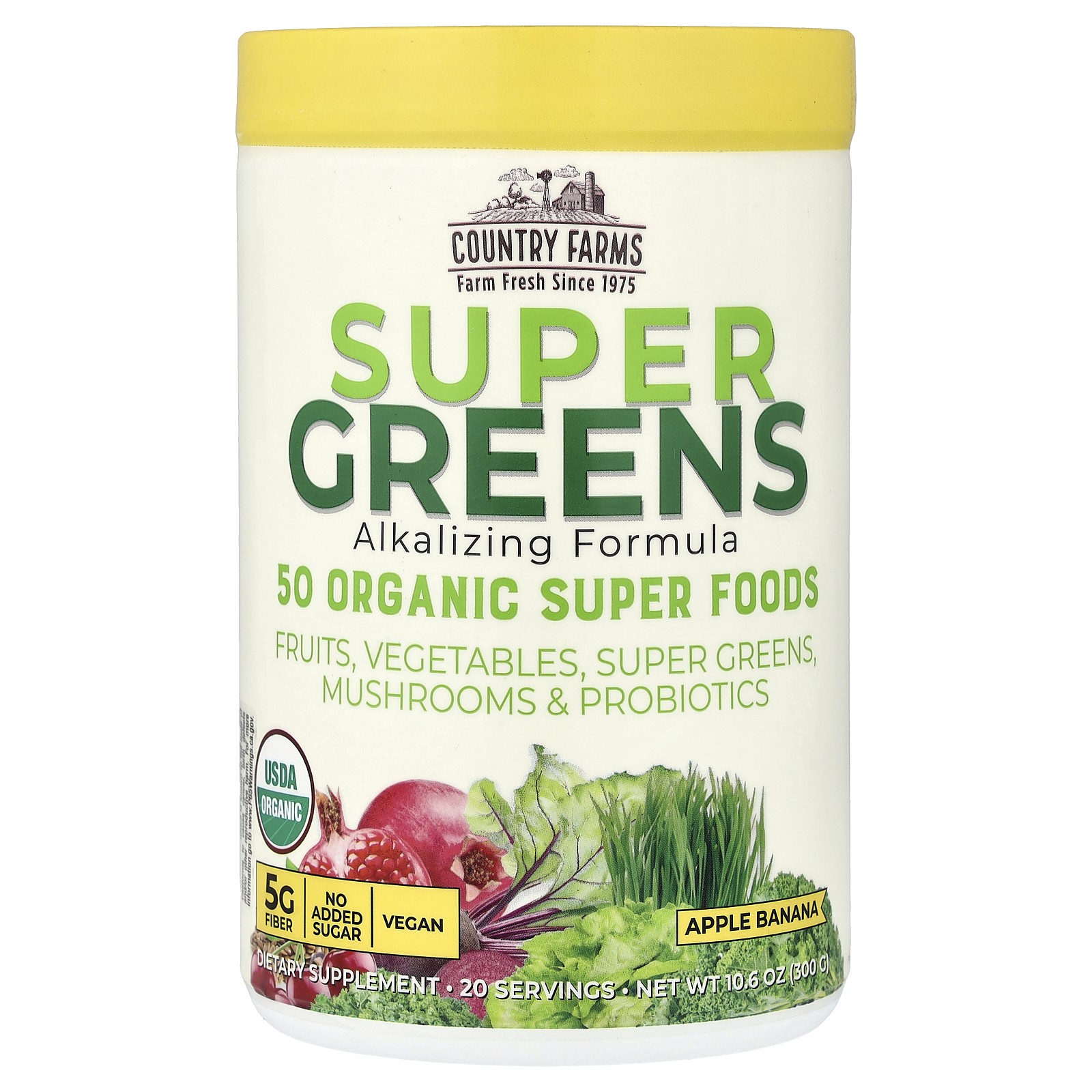 Super Greens, Alkalizing Formula, Apple Banana, 10.6 oz (300 g)