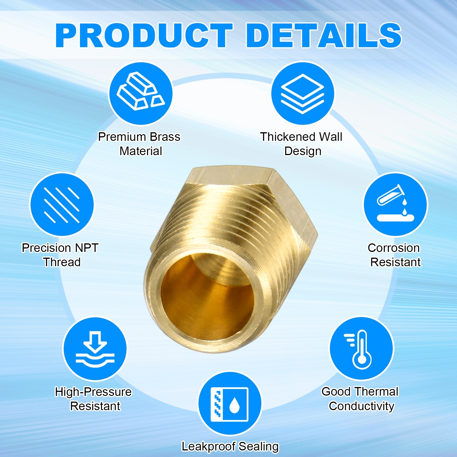 4-Pack Brass Pipe Fitting, 1/4 " NPT Female Thread Hex End Cap