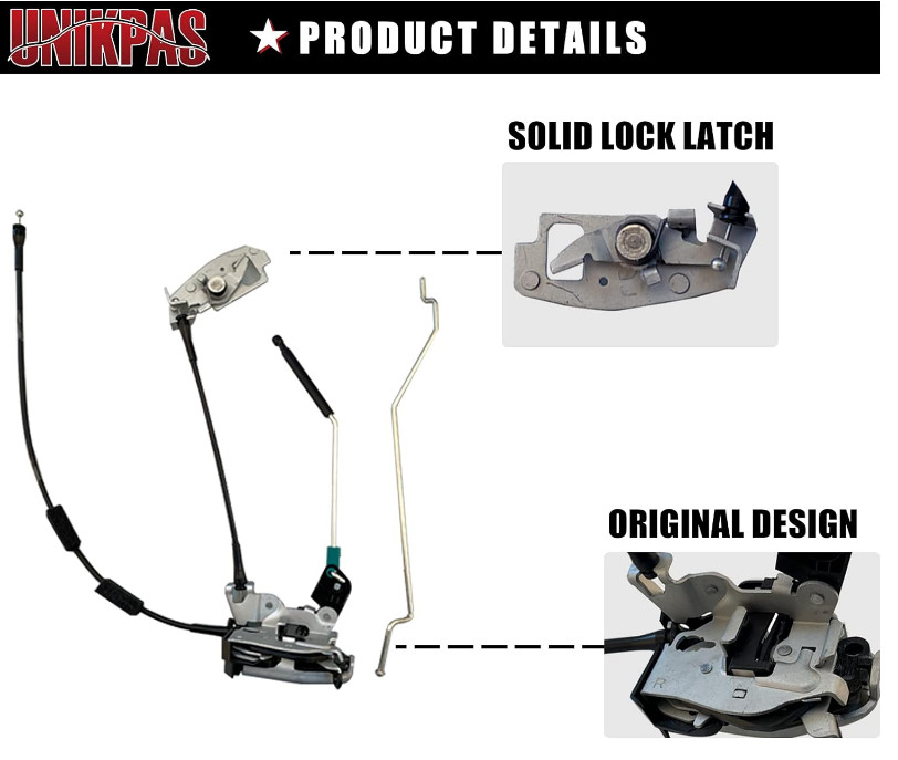 Door latch assembly w/cable&rod compatible for Ford E150 E250 E350 Rear...