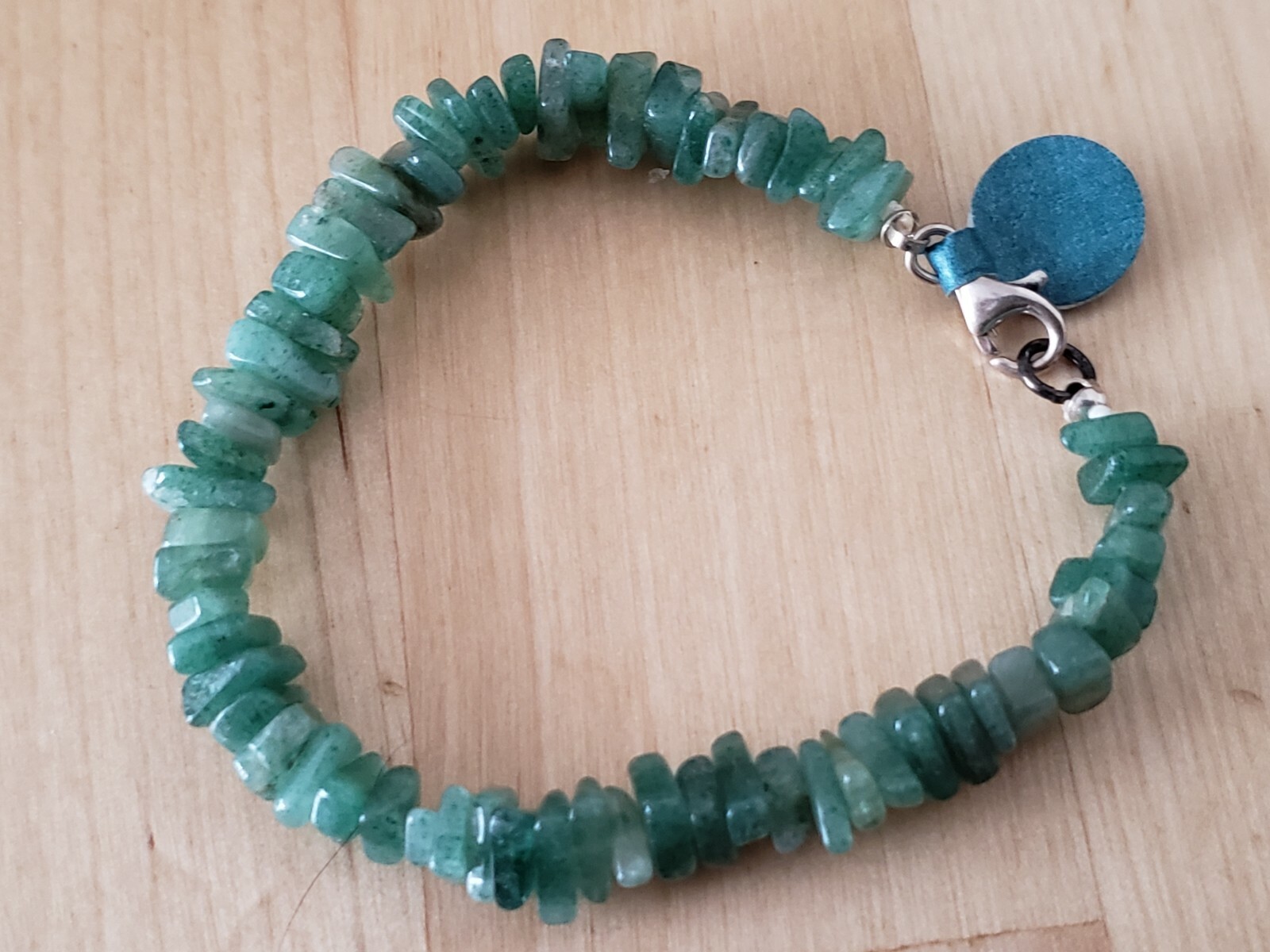 Hand- Made Genuine * AVENTURINE * BRACELET 7" Long,7-8mm.Sterling 925 Lock-USA