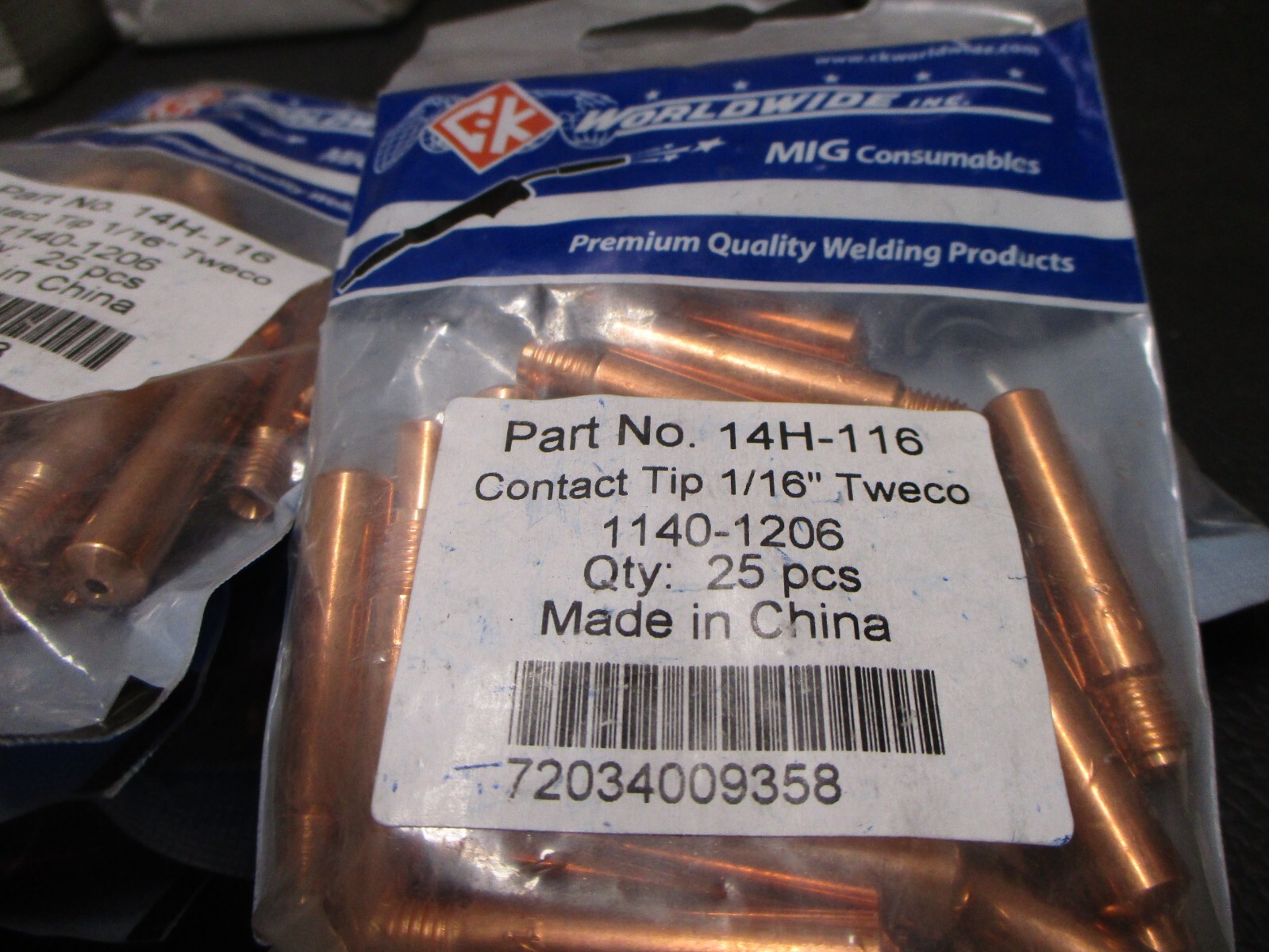 25 CK 14H 116 Contact Tip 1/16 1140 1206 Tweco