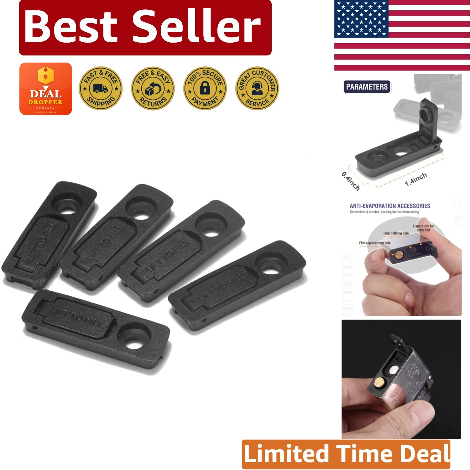 Universal 5PCS Lighter Gasket Seals - Reliable Black Rubber for Lighter Inserts