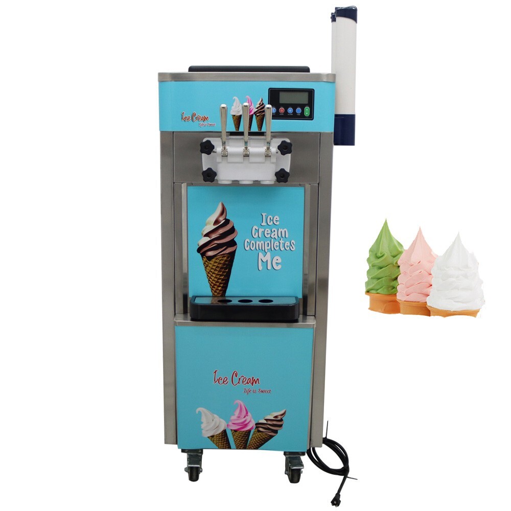 3 Flavor Soft Ice Cream Maker 110V Movable Large Capacity Hardness Adjustable