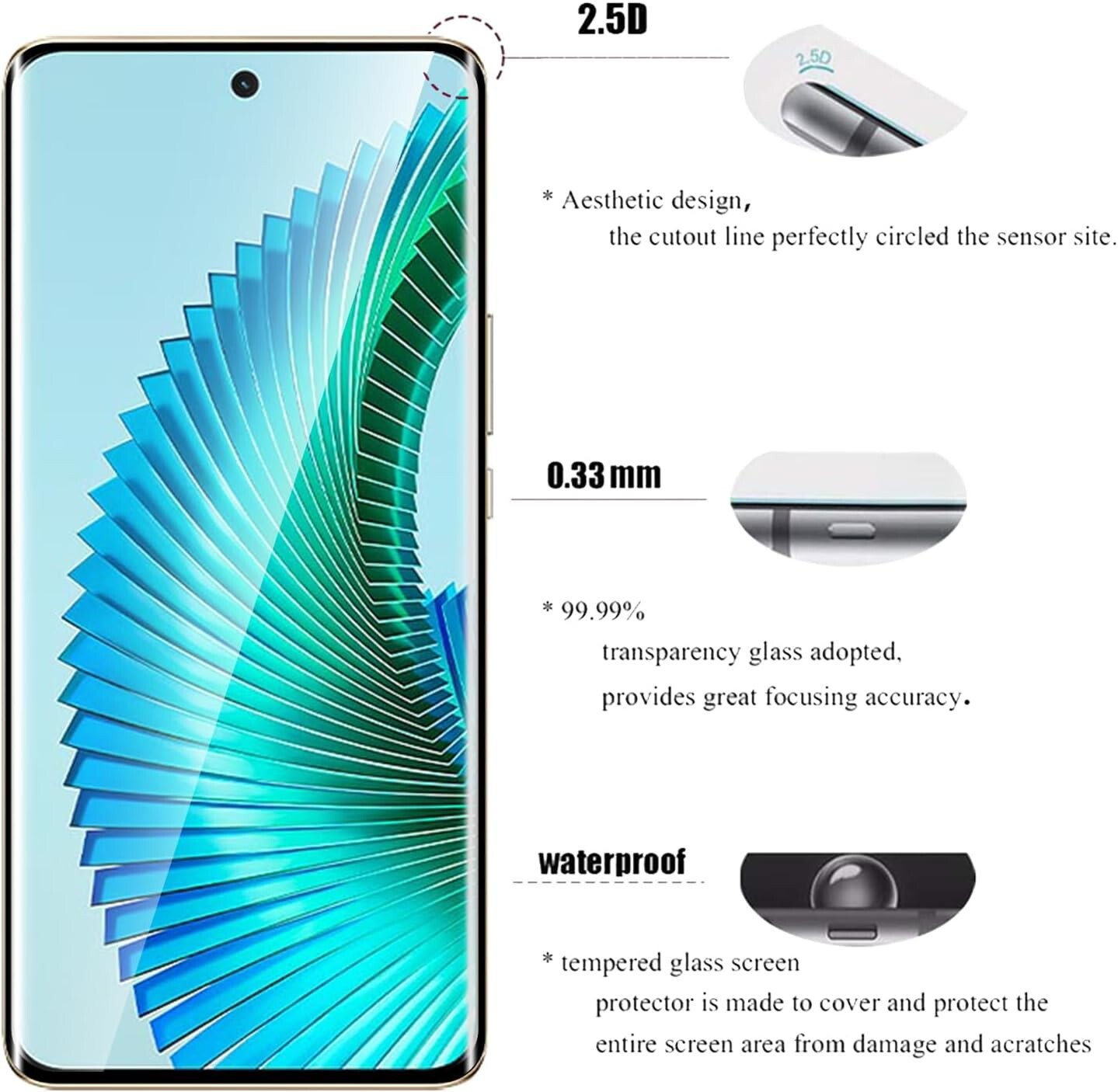2X 3D Schutzglas ( Display + Kamera ) für Honor Magic 6 Lite 5G Panzerfolie Full