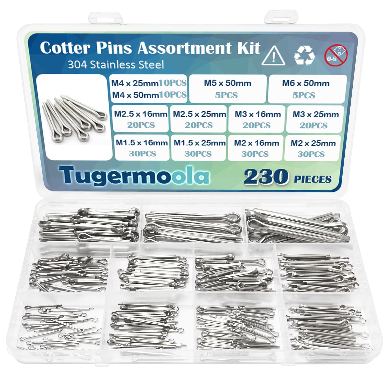 Steel Split Cotter Pins Kit [230PCS]