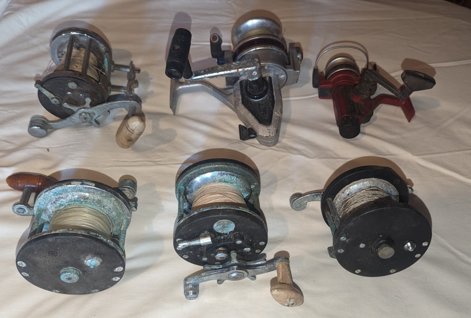 Lot of 6 Vintage Fishing Reels Penn, Sportfisher,other